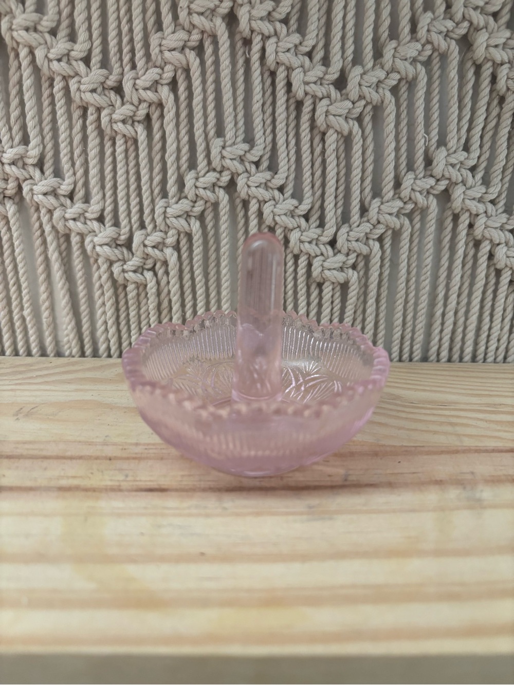 Mosser Glass ring and jewelry holder in the Passion Pink color